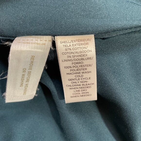 LOFT Blue Teal Floral Pencil Skirt Size 6 Cotton Stretch Lined Side Zip - Picture 12 of 12